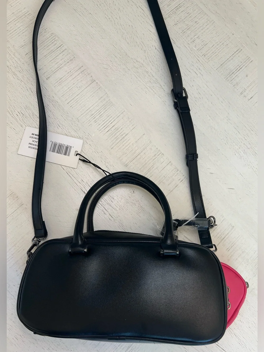 NWT Steve Madden Black Sachel Bag with Pink Mini Sachel Bag - Picture 3 of 5